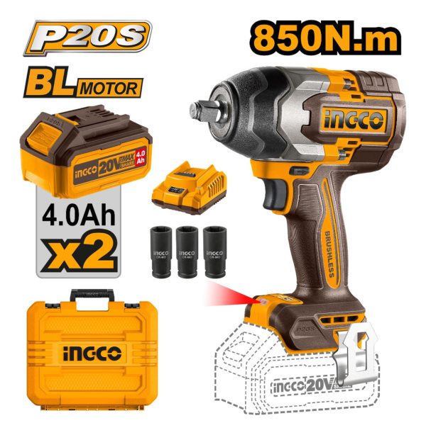 Llave De Impacto 850nm 20v P20s C 2bat+carg+valija - Imagen 2