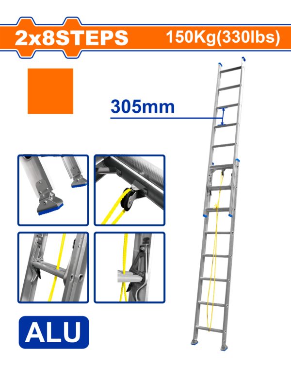 Escalera Extensible 2 X 8 Esc 2 Aluminio Wld8h16 Wadfow