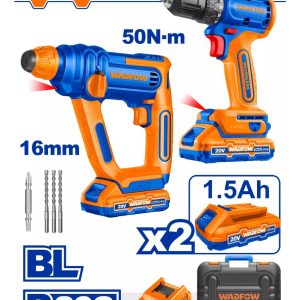 Kit Taladro C/percutor + Rotomartillo 1,5j Wadfow Wos240681