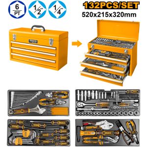 Set De 132 Herramientas En Valija Metalica Htcs221321 Ingco