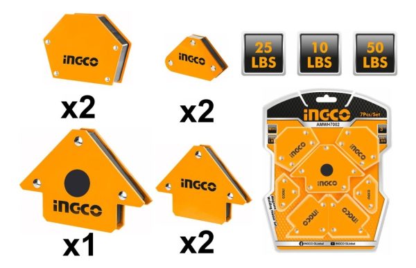 Set X7 Escuadra Magneticas Ingco Amwh7002 - Imagen 2