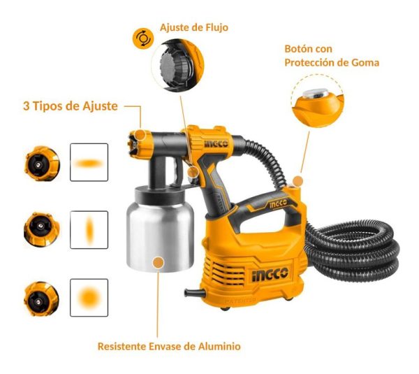 Equipo De Pintar Tacho Aluminio Ingco 550w Spg5008-2