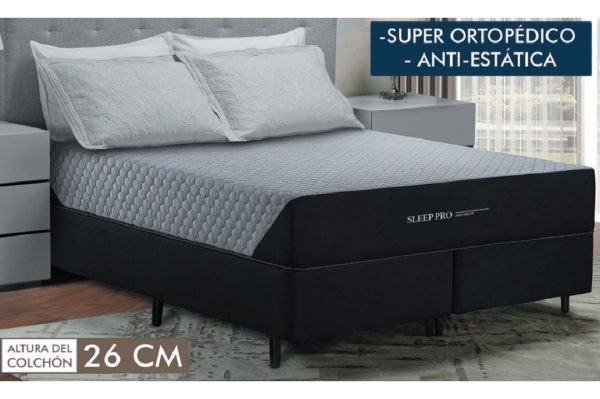 Conjunto Sommier Sleep Pro Ortopédico Antiestática (1 Plaza)