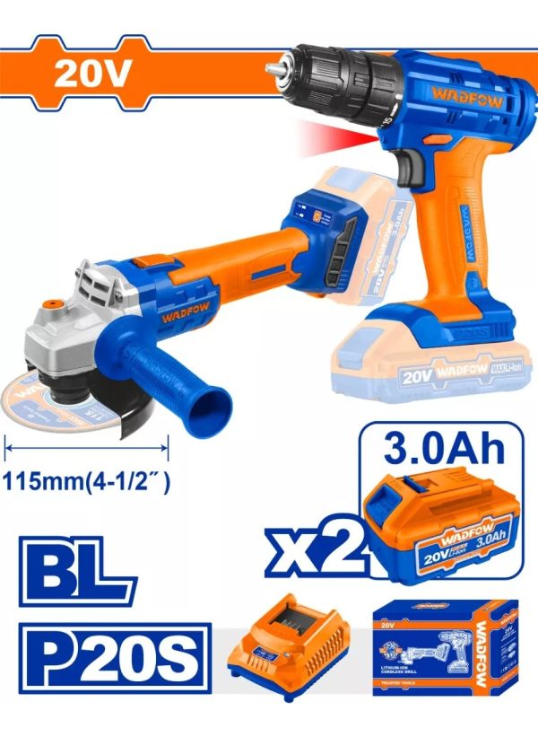 Kit Amoladora + Atornillador 20v Wadfow - Wck20512