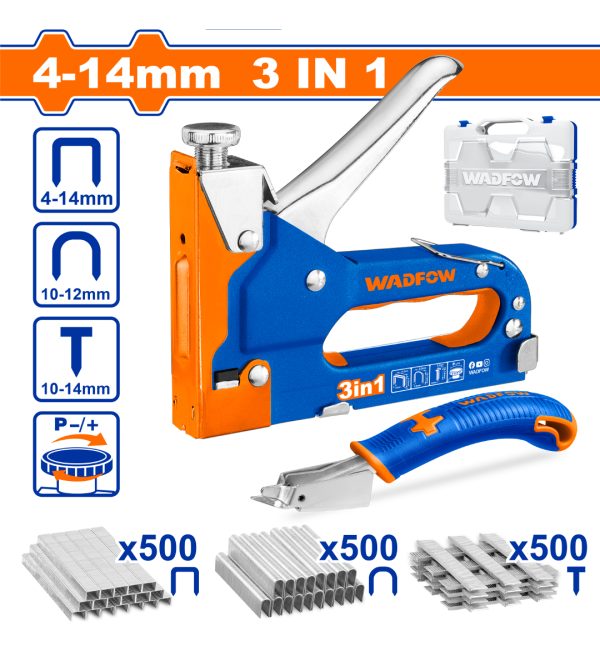 Engrampadora Manual 3 En 1 Set C Grampas Y Clavos Wadfow Wgu