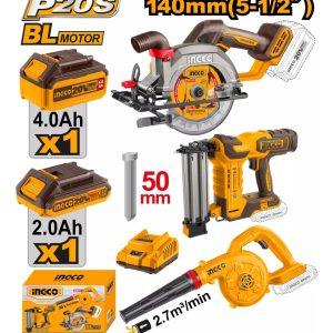 Kit Sierra Circular + Clavadora + Sopladora 20v Ingco Cosli