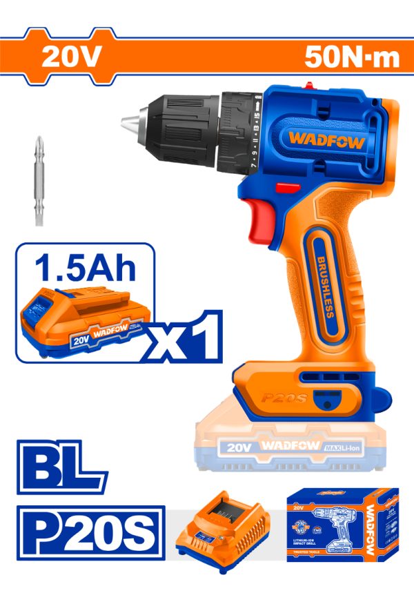 Atornillador P20s 50nm Brushless Bat + Carg Wadfow Wcdp5521