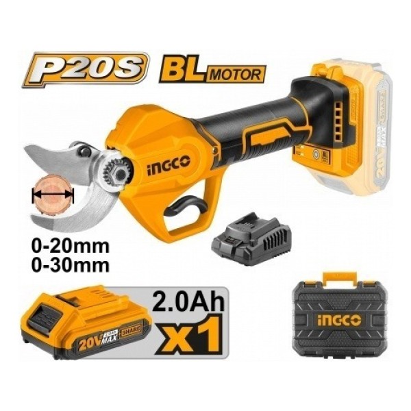 Tijera De Poda C Bat Y Cargador 20v Ingco Cssli203083 - Imagen 2