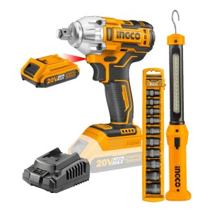 Kit Llave De Impacto 20v + Linterna Recargable + Dados Impac