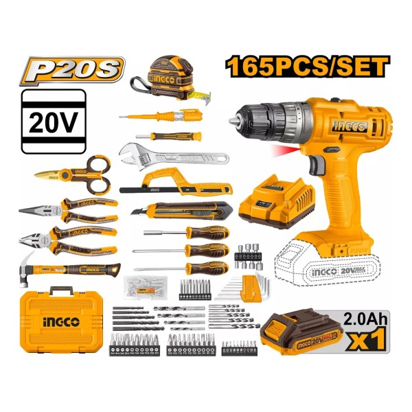 Kit Atornillador Percutor Valija + 165 Acc Ingco Hkthp11651 - Imagen 2