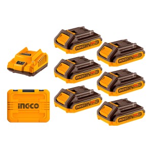 Set X 6 Baterias 2.0ah + Cargador Con Valija Ingco