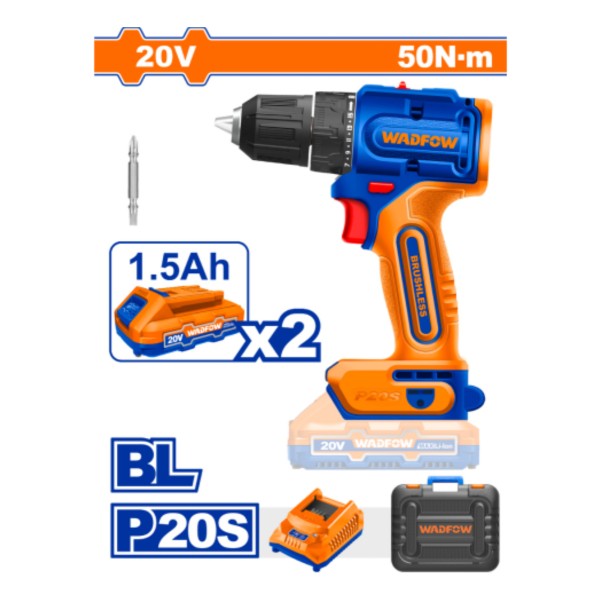 Atornillador 20v 50nm Brushless Bat Y Cargad Wadfow Wcdp552 - Imagen 2