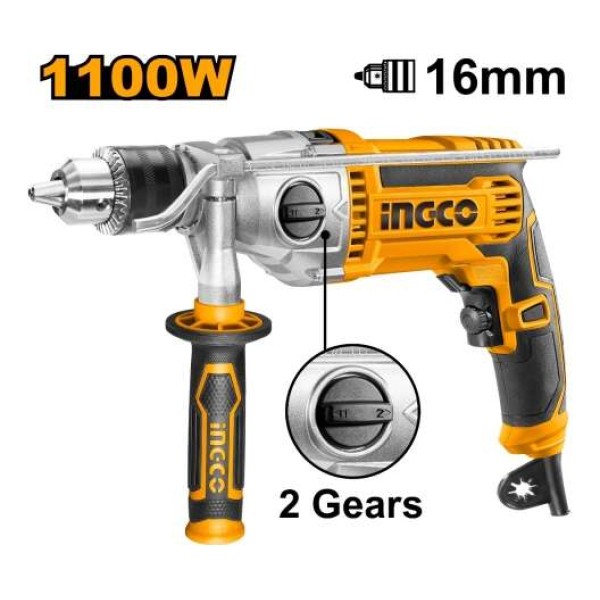 Taladro Percutor 16mm 1100w 2 Vel Ingco Id211008 - Imagen 2