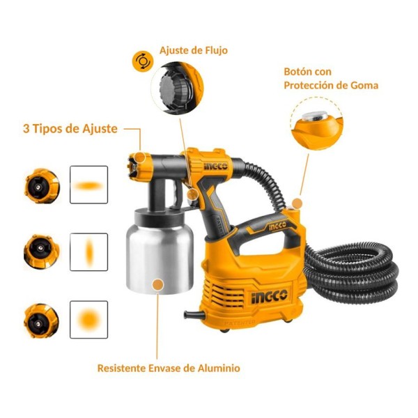 Equipo De Pintar Tacho Aluminio Ingco 550w Spg5008-2 - Imagen 2