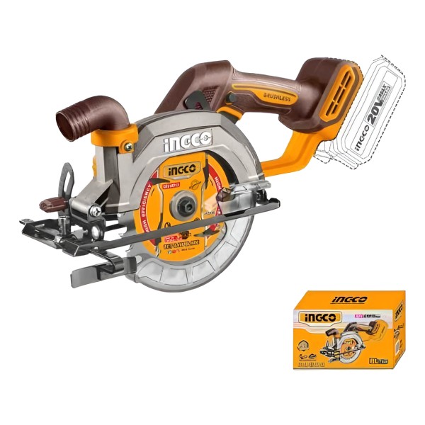 Ingco Csli1402 Sierra Circular 20v 140mm Color Naranja Claro