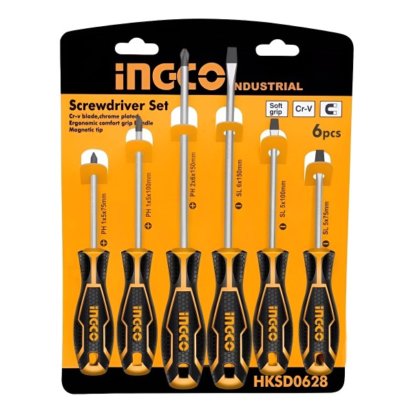 Set X 6 Destornilladores S2 Paleta/phillips Imantado Ingco