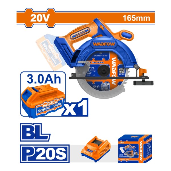 Sierra Circular 20v 165mm Bat/carg Brushless Wadfow Wlwp5521 - Imagen 2