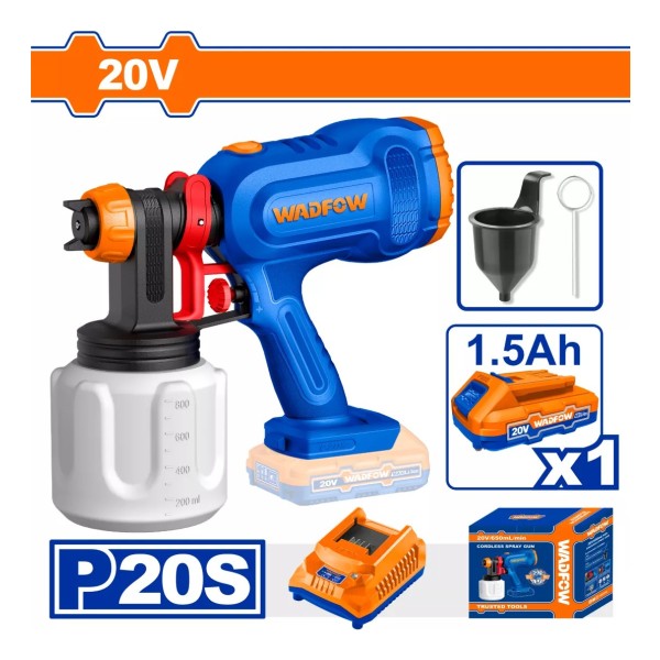 Pistola Pintar 20v 650ml/min Con Bat/carg Wadfow Wsu30662 - Imagen 2