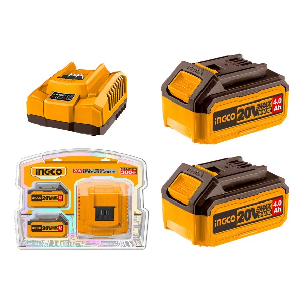 Set De 2 Baterias 20v 4amp + 1 Cargador Ingco Fbcpk1424 - Imagen 2