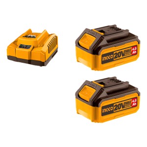 Set De 2 Baterias 20v 4amp + 1 Cargador Ingco Fbcpk1424