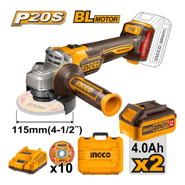 Amoladora A Batera 20v Bl + 2 Bat 4ah + Valija Y Discos - Imagen 3