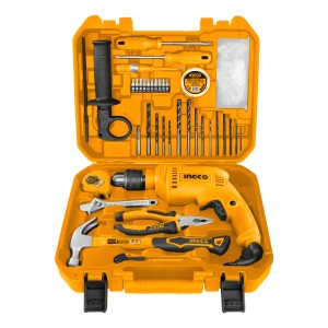 Set Taladro 680w Herramientas + Valija Ingco Hkthp11151