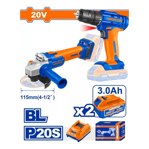 Kit Amoladora + Atornillador 20v Wadfow - Wck20512 - Imagen 2