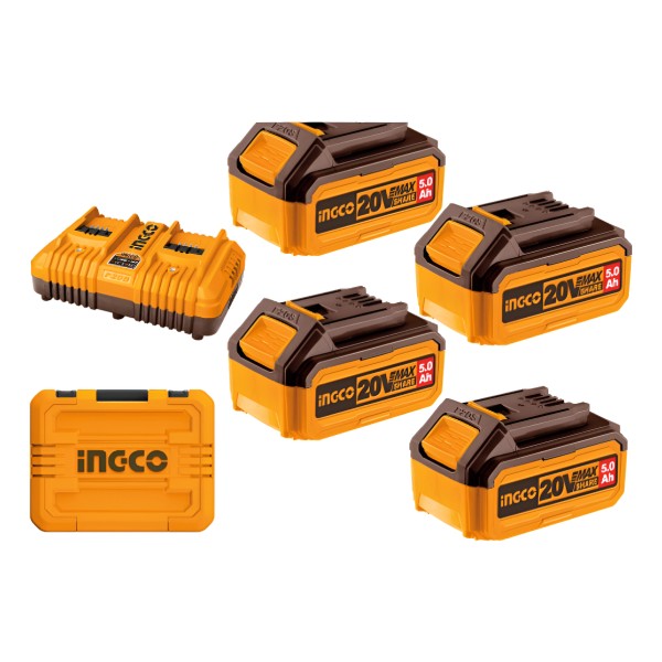 Set X 4 Baterias 5ah + Cargador Doble + Valija Ingco
