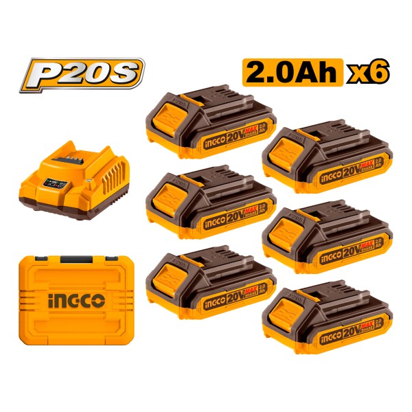 Set X 6 Baterias 2.0ah + Cargador Con Valija Ingco - Imagen 2