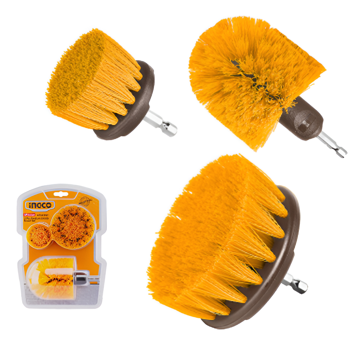 Set X 3 Cepillos Limpieza 1/4 Taladro Ingco Wcbm0301