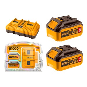 Set X 2 Baterias 20v 5amp + 1 Cargador Ingco Fbcpk2425