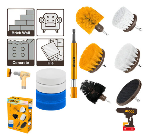 Set X 11 Cepillos P Taladro Multi Uso Ingco Wcb1101 Pg - Imagen 2