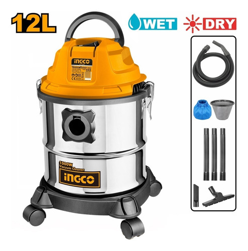 Aspiradora 12lt 1000w Ingco Vc12202 - Imagen 2