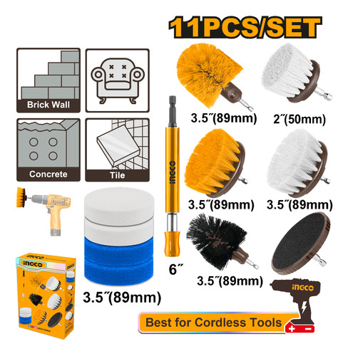 Set X 11 Cepillos P Taladro Multi Uso Ingco Wcb1101 Pg - Imagen 3