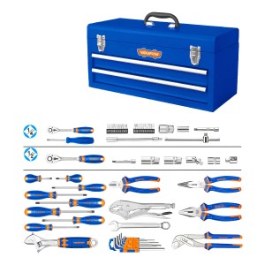 Caja Gabinete Metálico Con 120 Herramientas Wadfow Azul