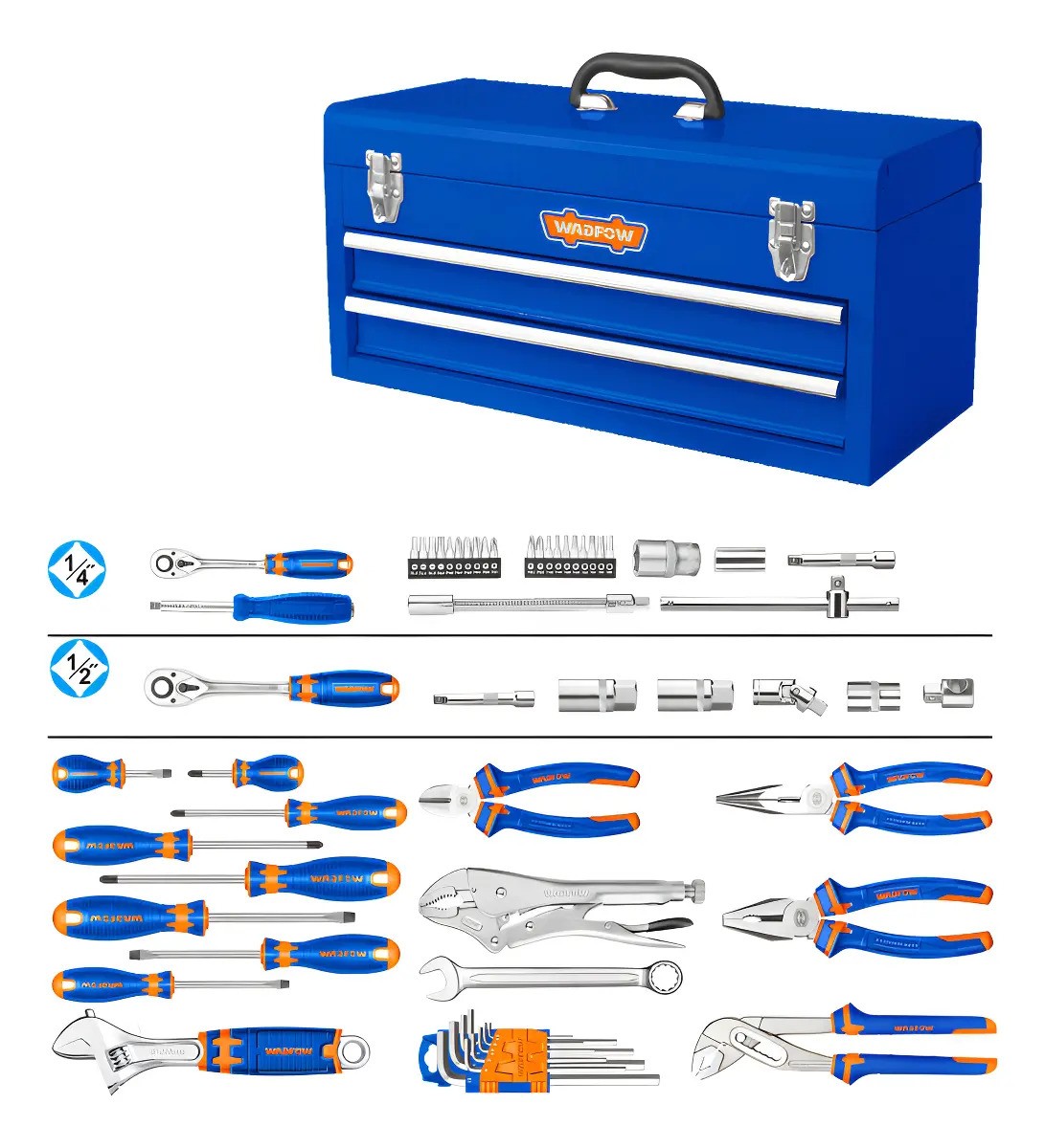 Caja Gabinete Metálico Con 120 Herramientas Wadfow Azul