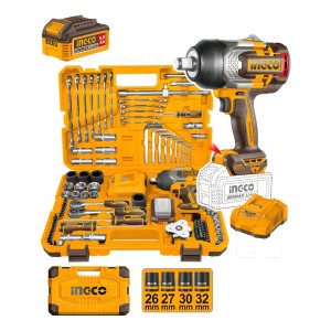 Set Llave De Impacto 1350nm + Accesorio Ingco Hkthp31261 Amarillo 50