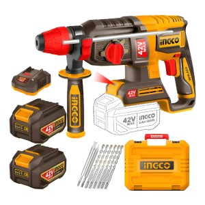 Rotomartillo A Batería Ingco 42v Sds Plus + Accesorios Amarillo