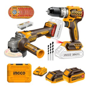 Combo Atornillador C Percutor + Amoladora + 2 Bat Carg Naranja