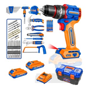 Taladro Atorn Percutor 20v + Accesorios Herramientas Wadfow Azul 50