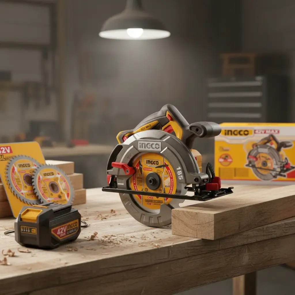 Sierra Circular A Batería 185mm 42v Motor Brushless + Baterí Naranja Amarillo - Imagen 5