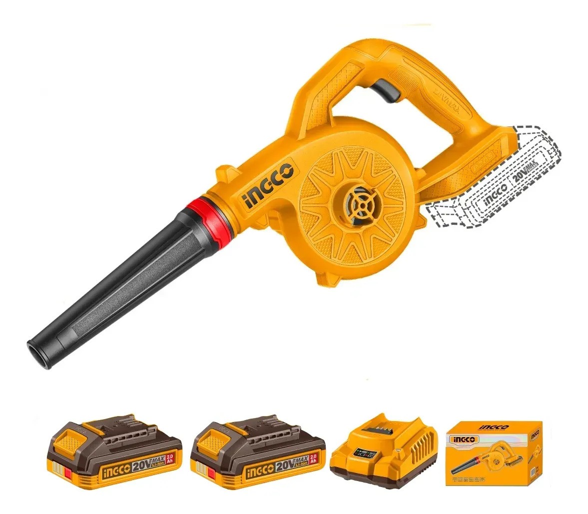 Ingco Sopladora 20v Con Batería Y Cargador Modelo Cabli20782 Naranja Claro