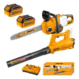 Kit Motosierra + Soplador Inalámbricos + 2 Bat 5.0ah Ingco