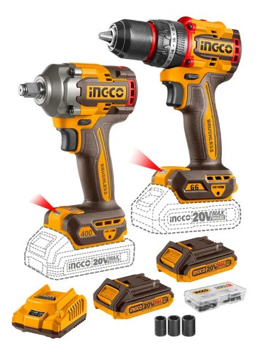 Set Ingco Ckli20275 Atornillador Percutor Bateria P20s Mas L Naranja Claro 50hz/60hz - Imagen 4