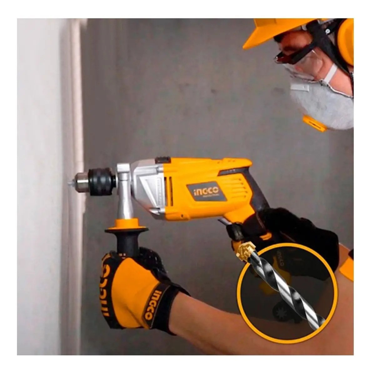 Taladro Percutor Ingco Id11008 1100w Velocidad Variable Colo Naranja Claro 60 Hz - Imagen 7