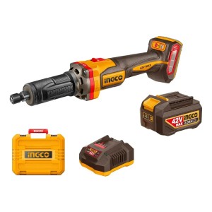 Amoladora Recta Bateria 42v 6mm 2ah Ingco + 2bat + Cargador Naranja Claro 50