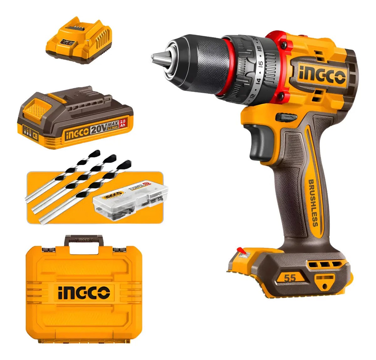 Atornillador Percutor Compact P20s Ingco Cidli20558 Color Na Naranja Oscuro - Imagen 4