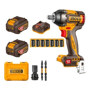 Llave De Impacto Encastre Cuadrado 1/2 600 Nm Fuerza 2 Baterias 42 V 2 Ah Cargador Motor Brushless Maletin 7 Tubos 2 Puntas 1 Adaptador 50 Hz