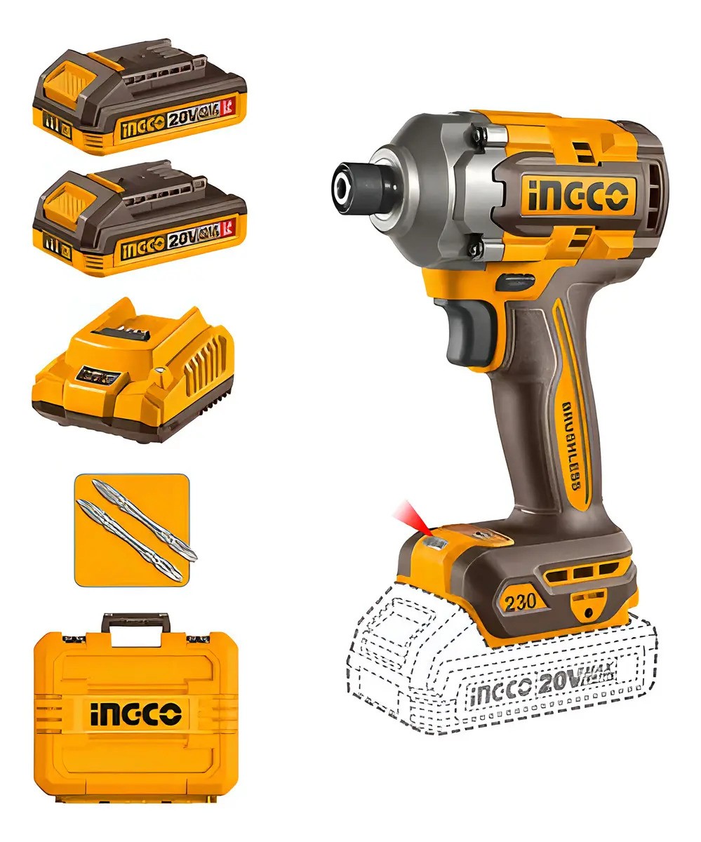 Atornillador De Impacto A Batería Ingco Cirli2023- Color Naranja 50 Hz/ 60 Hz - Imagen 2
