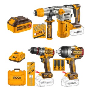 Kit Rotomartillo+taladro Atorn+llave Impacto 3/4 Ingco
